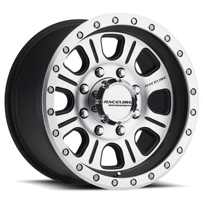 Raceline Wheels Monster, 17x9 with 5x5.5 Bolt Pattern - Black and Machined - 928M-79055-12